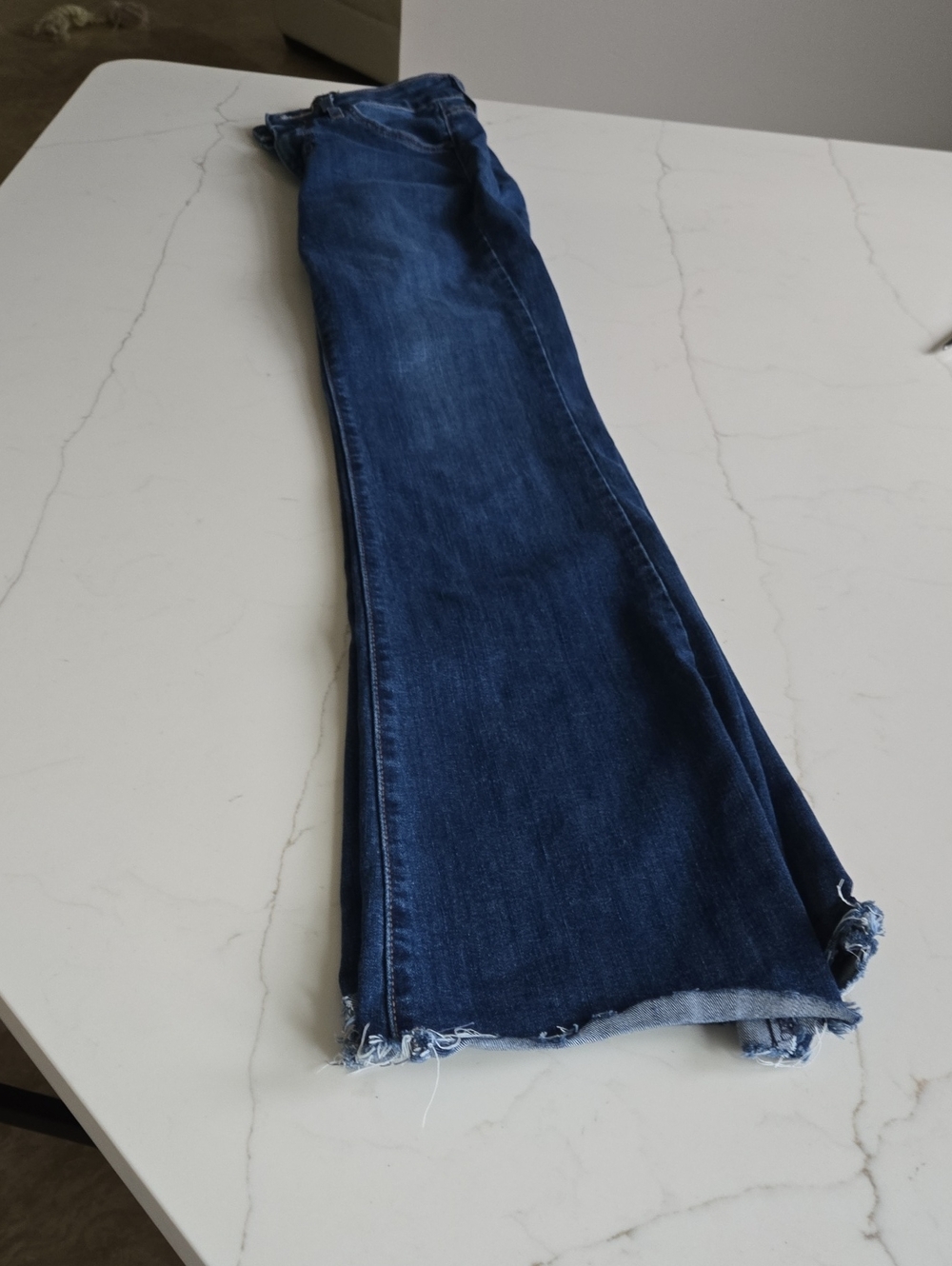Just Black Deep Blue Flare Jeans with Raw Hem